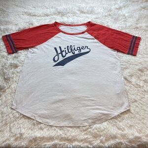 Tommy Hilfiger Sport White, Red and Blue Casual Top, Size Medium